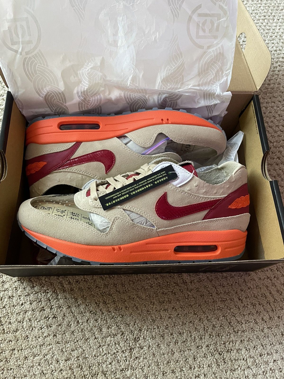 image of Clot x Nike Airmax Kiss Of Death Shoes in Cream, Men's (Size 10.5)