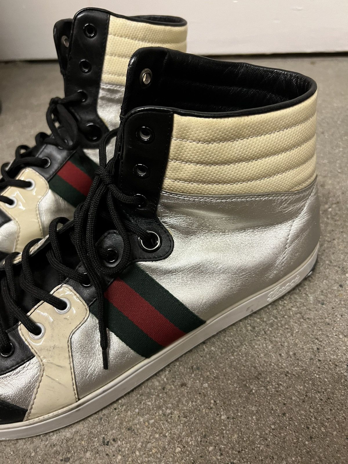 Gucci $1248 LIMITED 1/1000 "Platinum Edition” High Tops Size US 13 / EU 46 - 3 Thumbnail