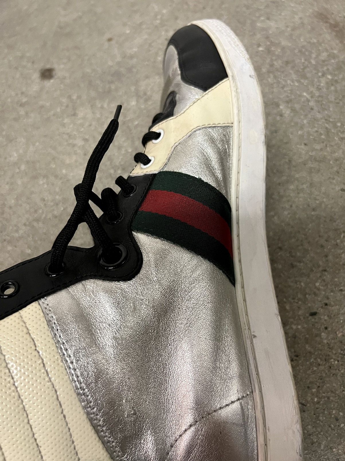 Gucci $1248 LIMITED 1/1000 "Platinum Edition” High Tops Size US 13 / EU 46 - 8 Thumbnail