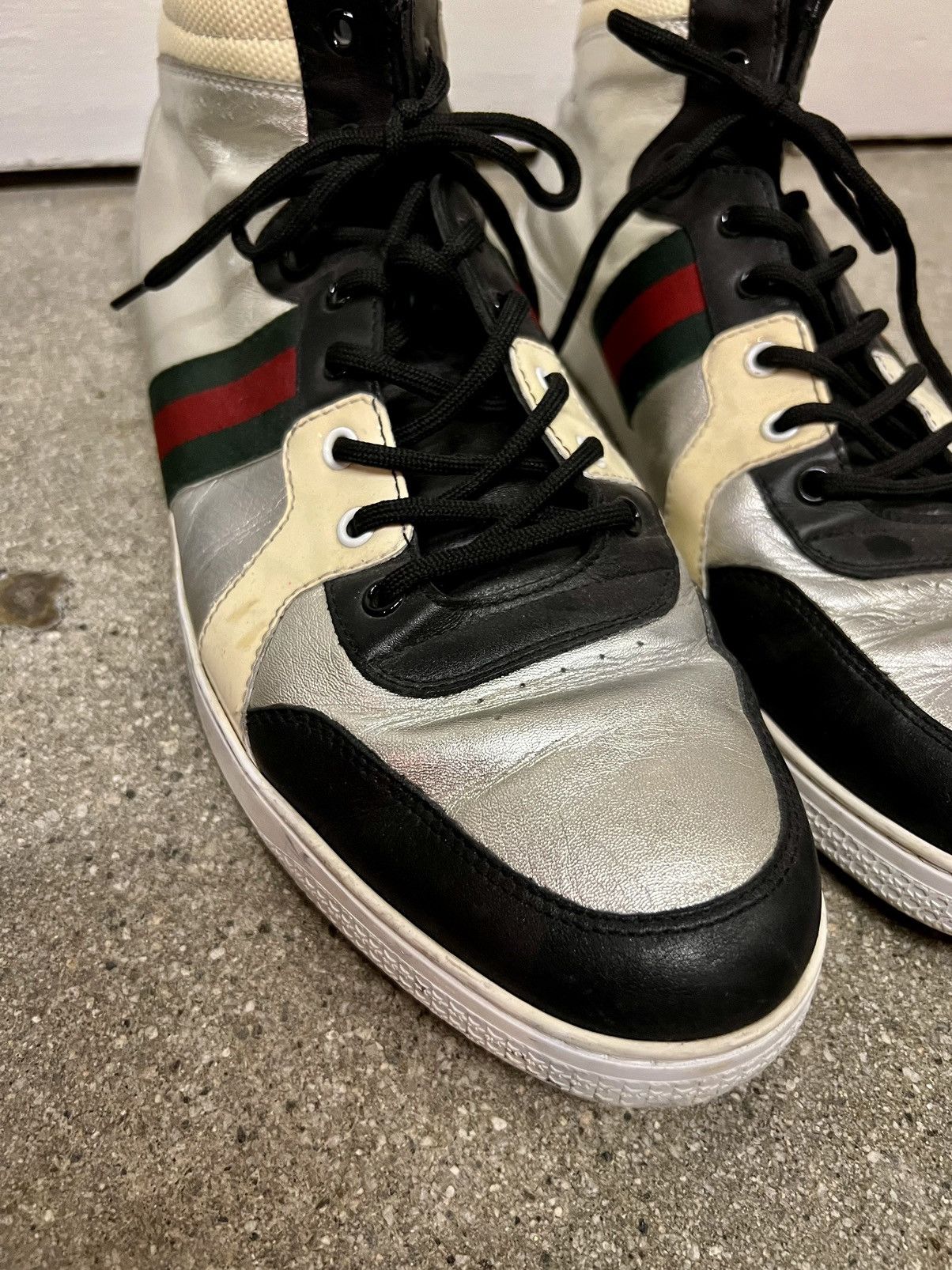 Gucci $1248 LIMITED 1/1000 "Platinum Edition” High Tops Size US 13 / EU 46 - 1 Thumbnail