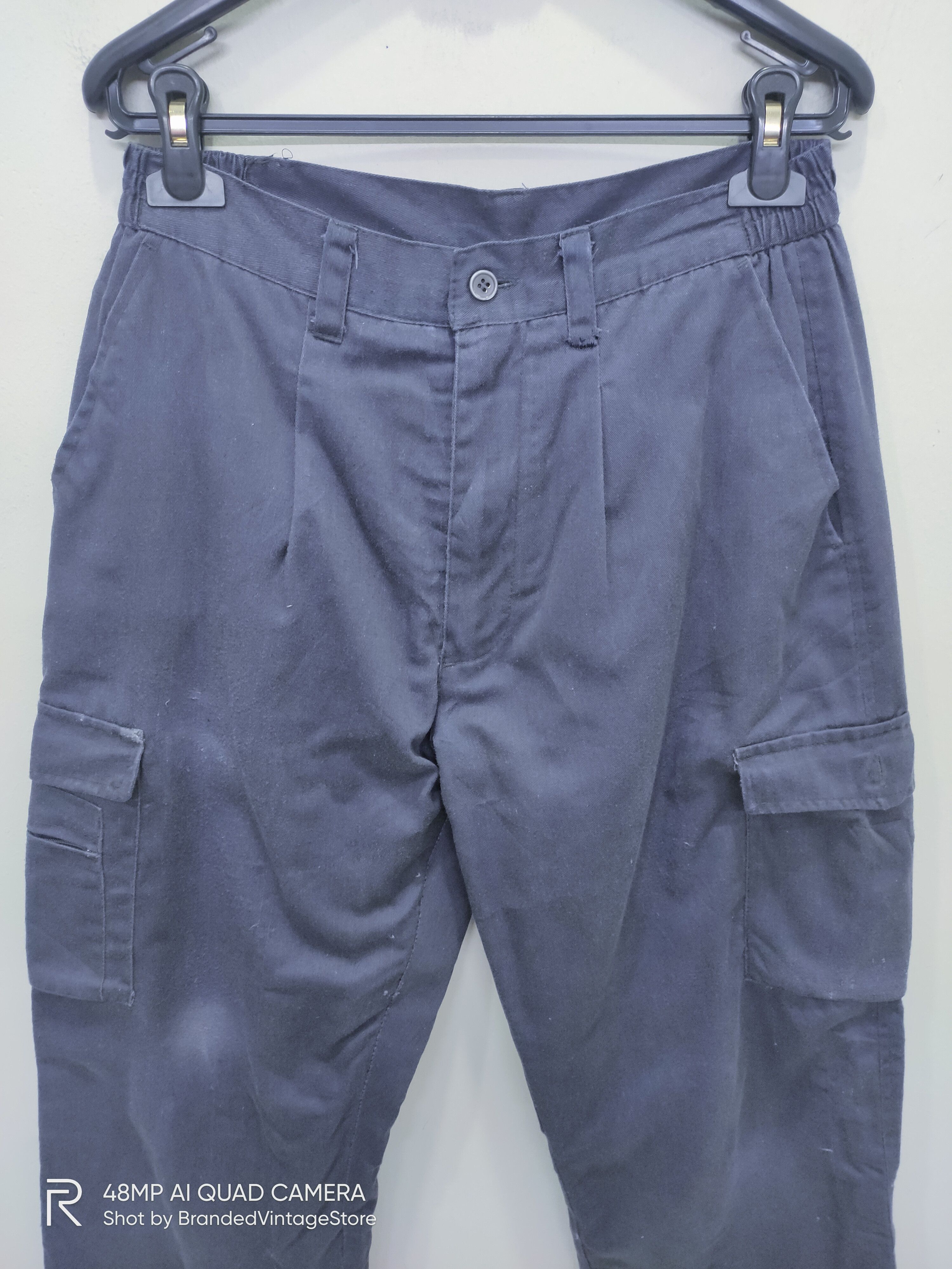Japanese Brand × Vintage Vintage Fleece Inside Elastic Waistband Workwear Cargo Pant Size US 29 - 4 Thumbnail