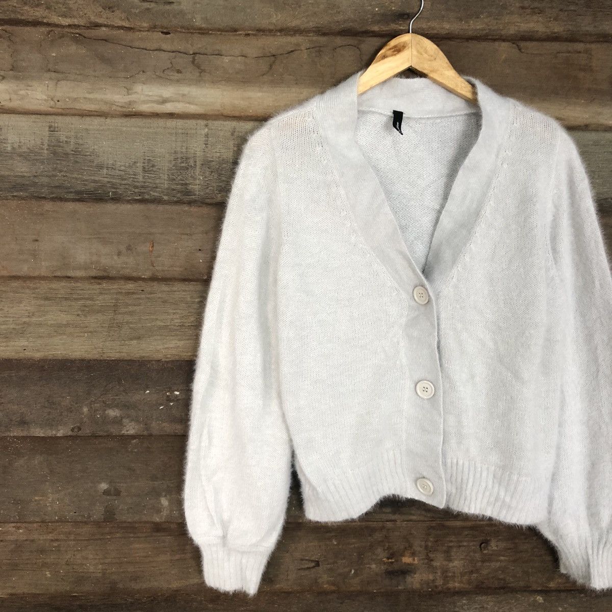 Homespun Knitwear Japan Silver Mohair Shag Shaggy cardigan Knitwear #c1066 Size US M / EU 48-50 / 2 - 7 Thumbnail