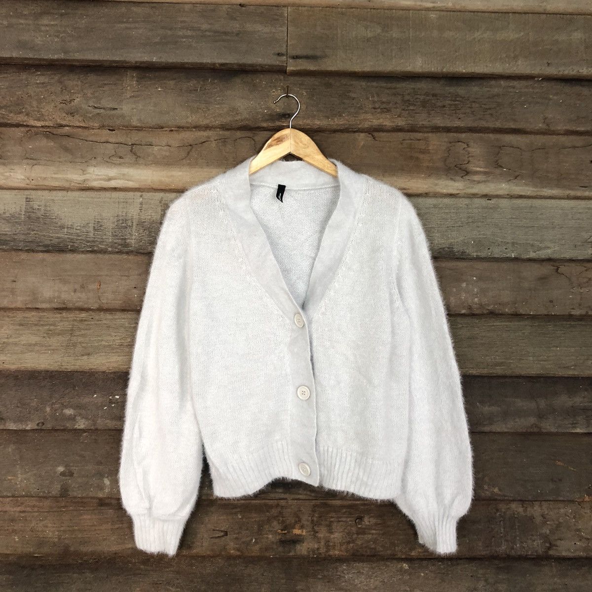 Homespun Knitwear Japan Silver Mohair Shag Shaggy cardigan Knitwear #c1066 Size US M / EU 48-50 / 2 - 3 Thumbnail