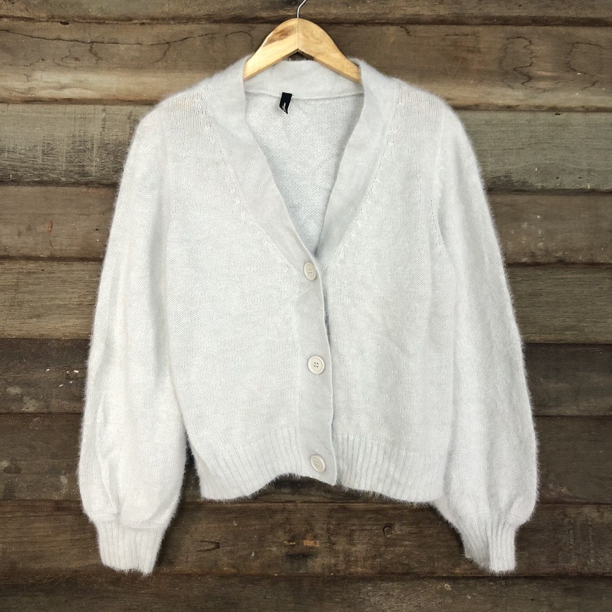 Homespun Knitwear Japan Silver Mohair Shag Shaggy cardigan Knitwear #c1066 Size US M / EU 48-50 / 2 - 8 Thumbnail