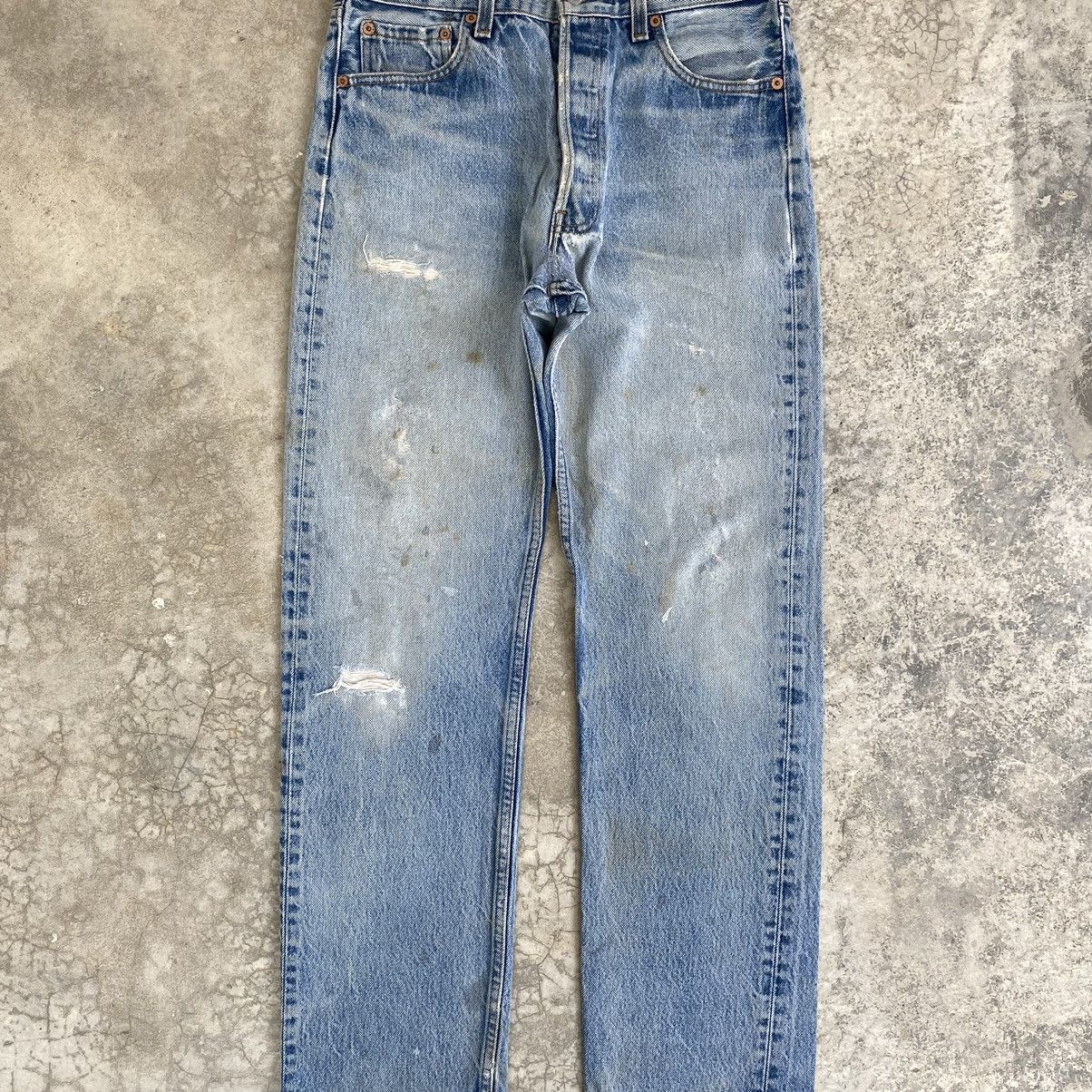 Levi's Vintage 90’s Levis 501 Stonewashed Blue Ripped Jeans Size US 29 - 2 Thumbnail