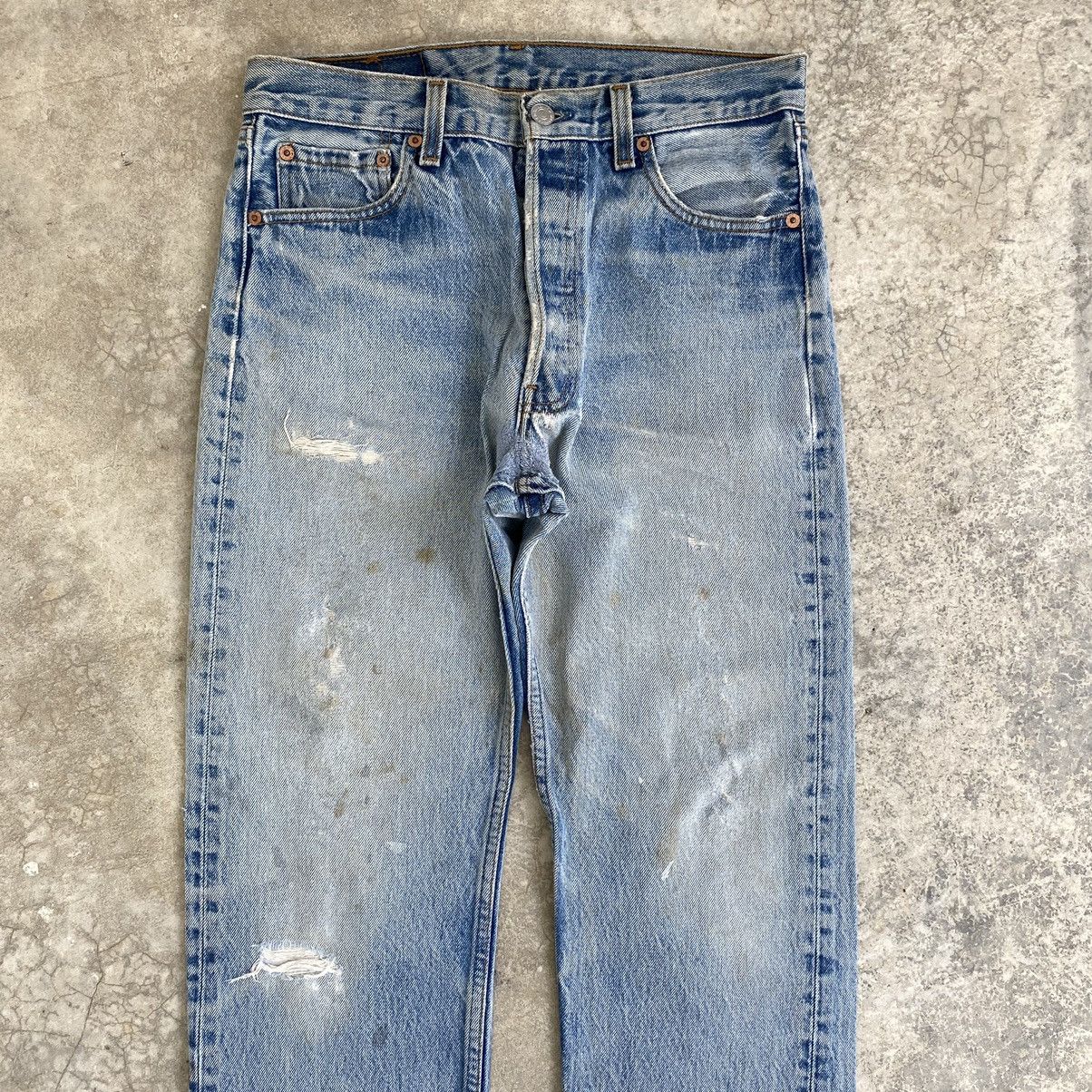 Levi's Vintage 90’s Levis 501 Stonewashed Blue Ripped Jeans Size US 29 - 3 Thumbnail