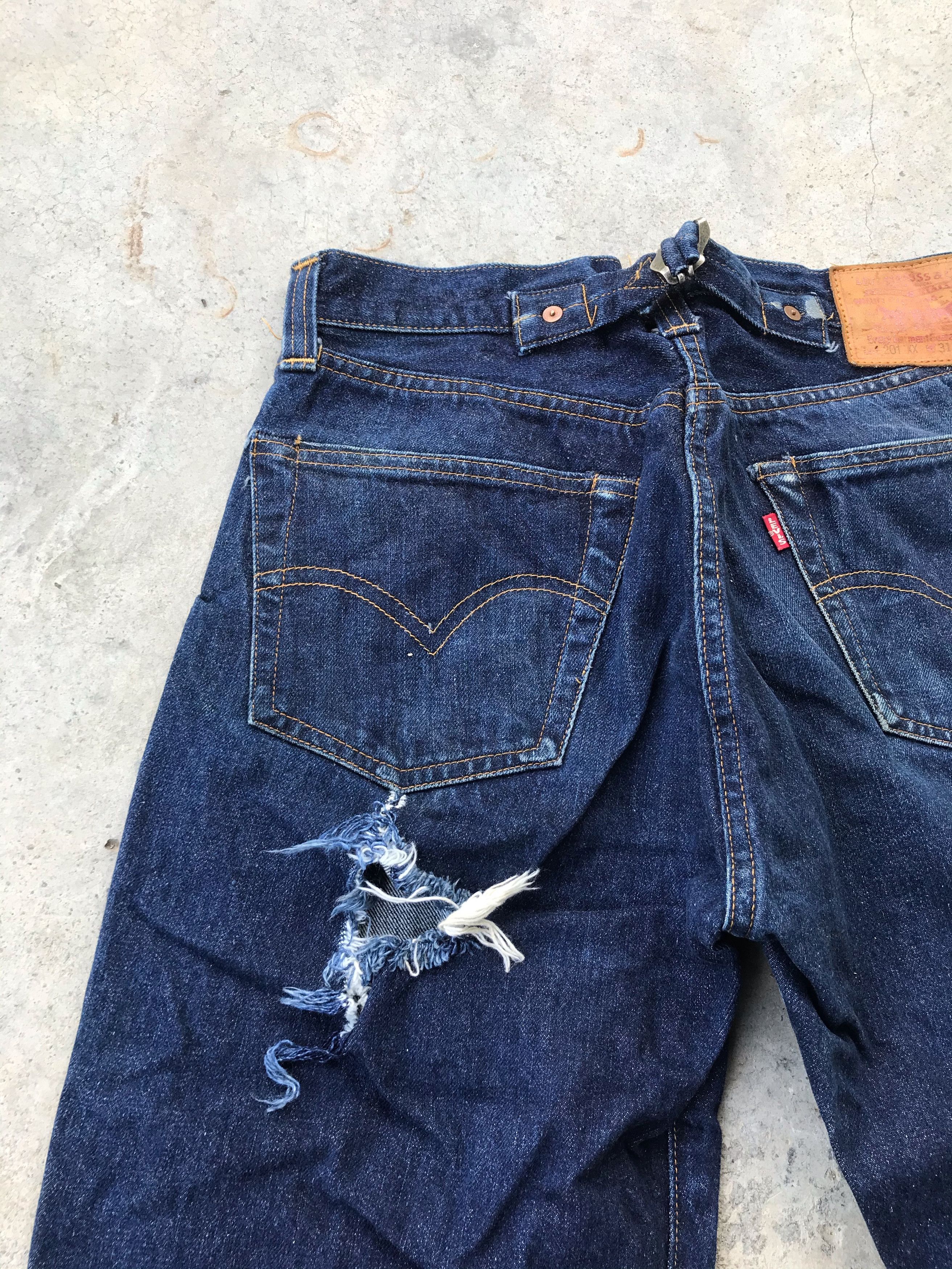 Levi's Vintage 80s Levi's 201xx buckle back dark blue denim jeans Size US 28 / EU 44 - 2 Thumbnail