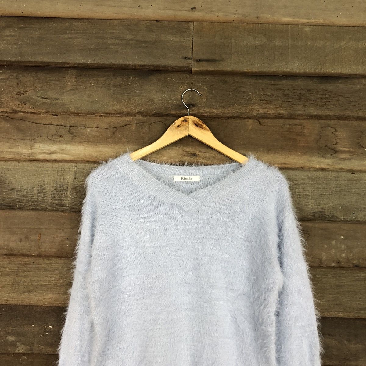 Homespun Knitwear DLL Khalita Soft Blue fur Shag Shaggy Knitwear #c1077 Size L / US 10 / IT 46 - 2 Thumbnail