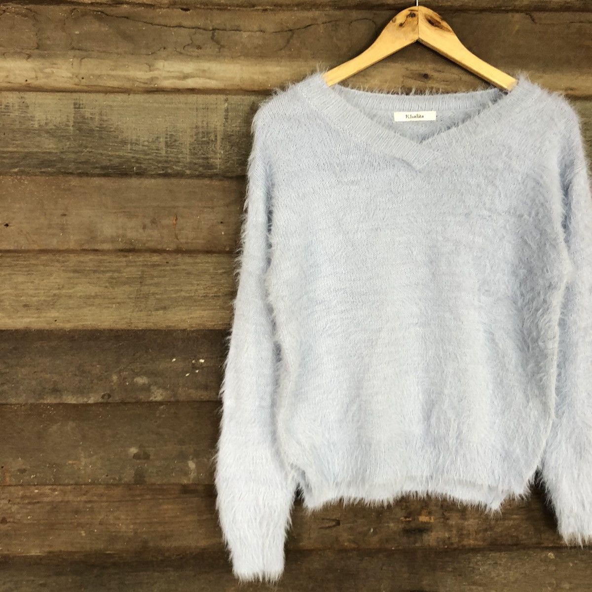 Homespun Knitwear DLL Khalita Soft Blue fur Shag Shaggy Knitwear #c1077 Size L / US 10 / IT 46 - 7 Thumbnail