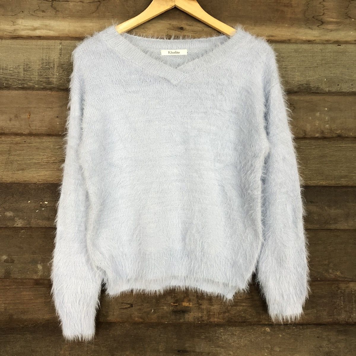 Homespun Knitwear DLL Khalita Soft Blue fur Shag Shaggy Knitwear #c1077 Size L / US 10 / IT 46 - 8 Thumbnail