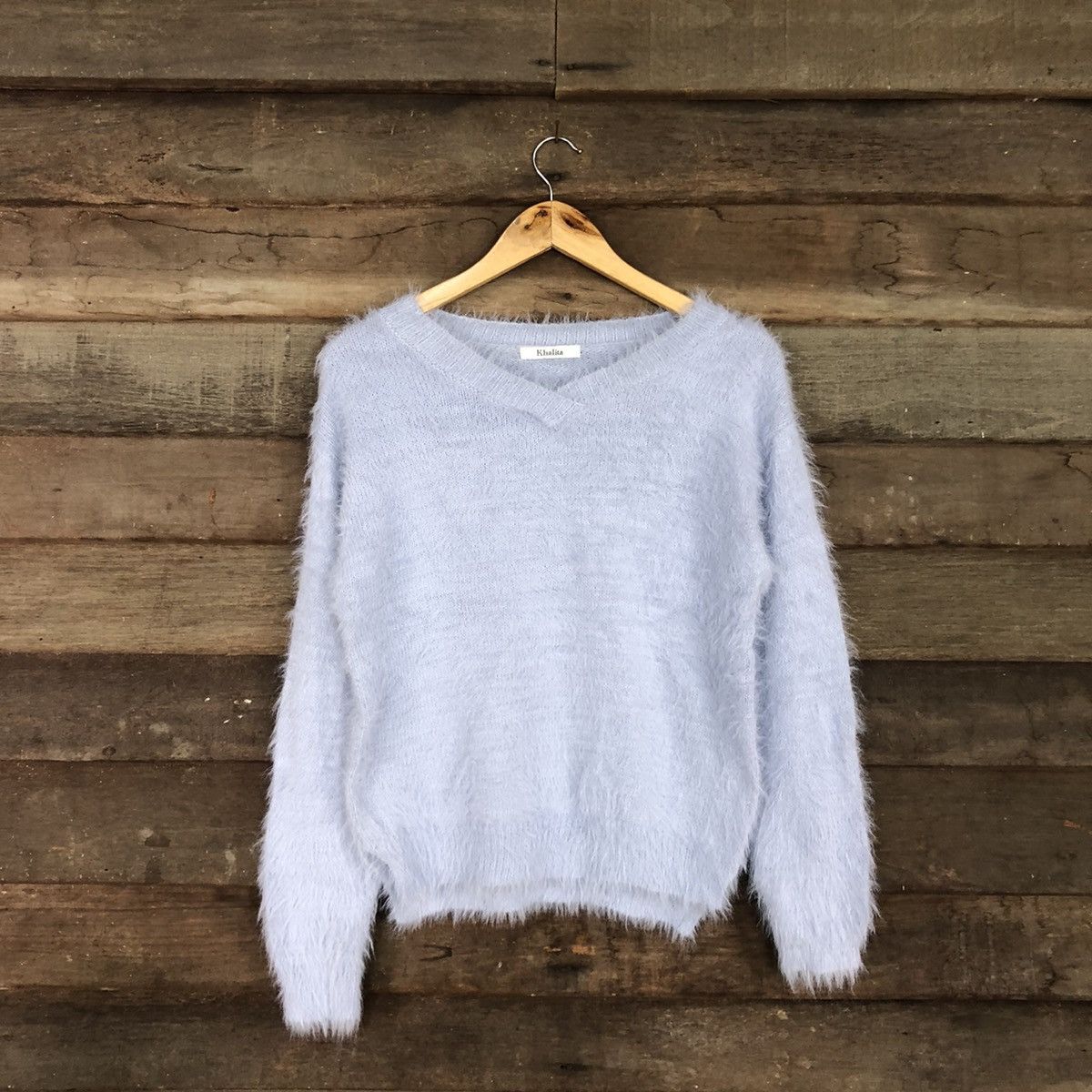 Homespun Knitwear DLL Khalita Soft Blue fur Shag Shaggy Knitwear #c1077 Size L / US 10 / IT 46 - 1 Thumbnail