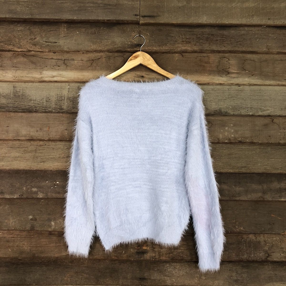 Homespun Knitwear DLL Khalita Soft Blue fur Shag Shaggy Knitwear #c1077 Size L / US 10 / IT 46 - 11 Thumbnail