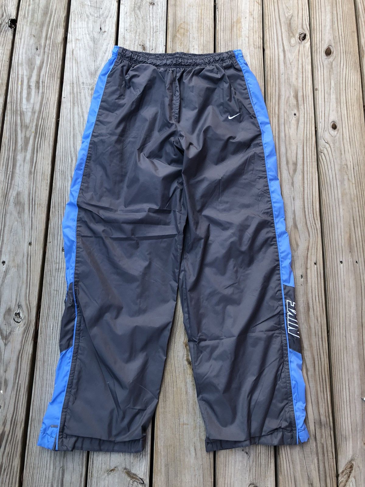 Pre-owned Nike X Vintage Nike Windbreaker Sweatpants Lined Baby Blue Sides In Grey