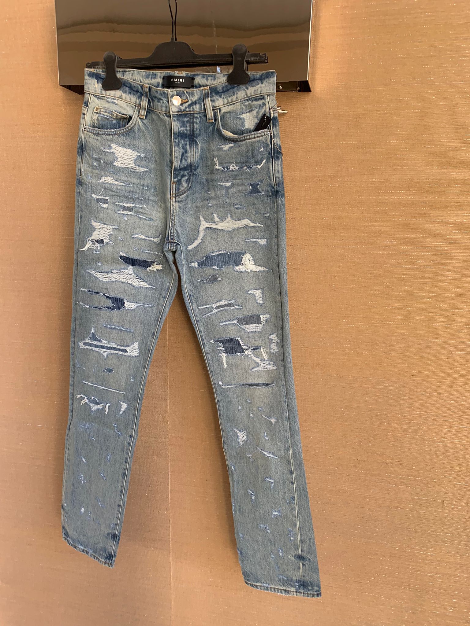 image of Amiri Bruise Relaxed Denim in Original Indigo, Men's (Size 30)