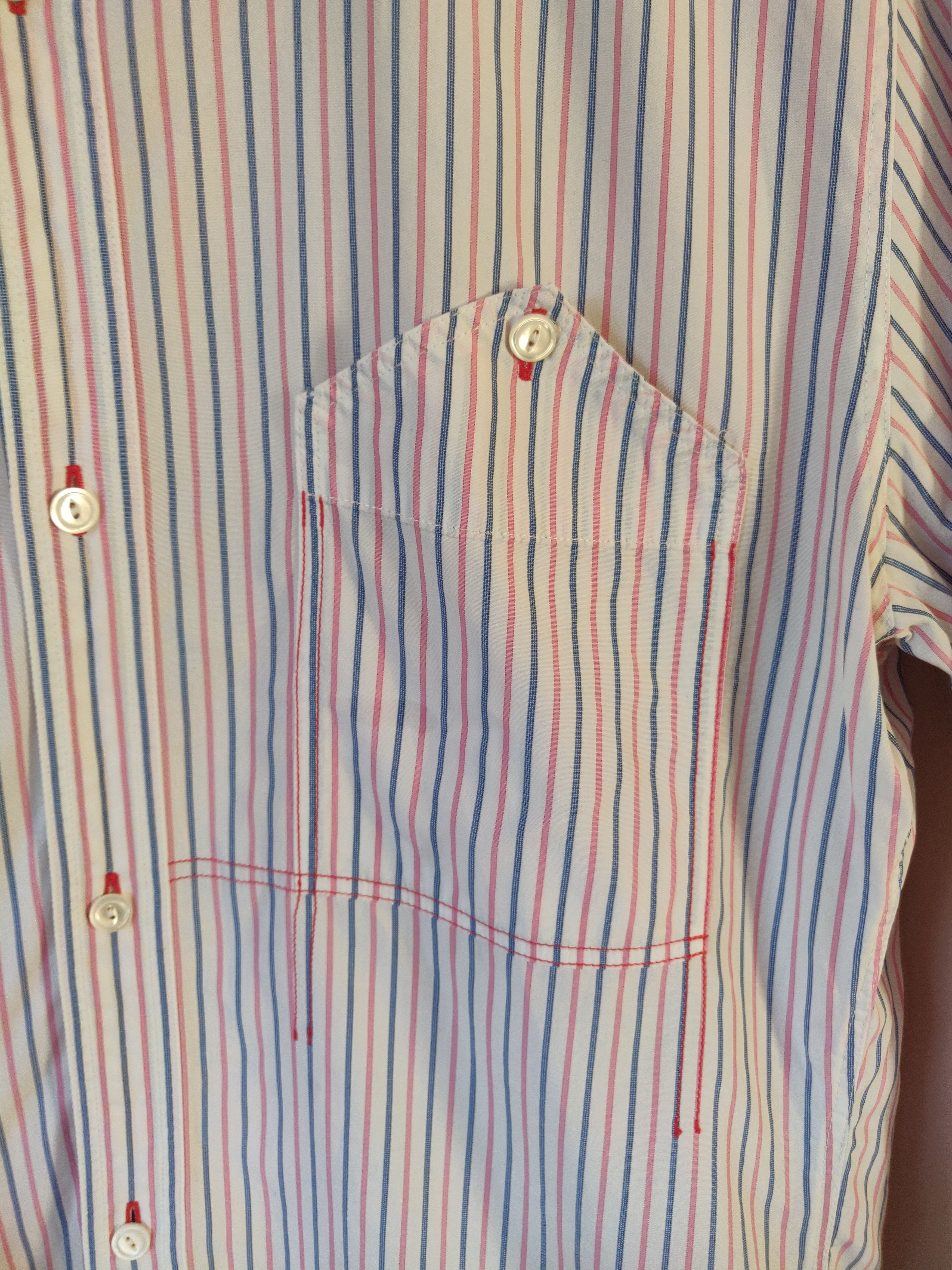 Comme des Garcons Upside Down Pocket Striped Button Up Size US M / EU 48-50 / 2 - 2 Thumbnail