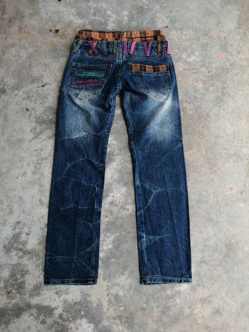 If Six Was Nine RARE🔥COLZA Japanese double waist Jeans Whiskers Denim Size US 30 / EU 46 - 2 Thumbnail