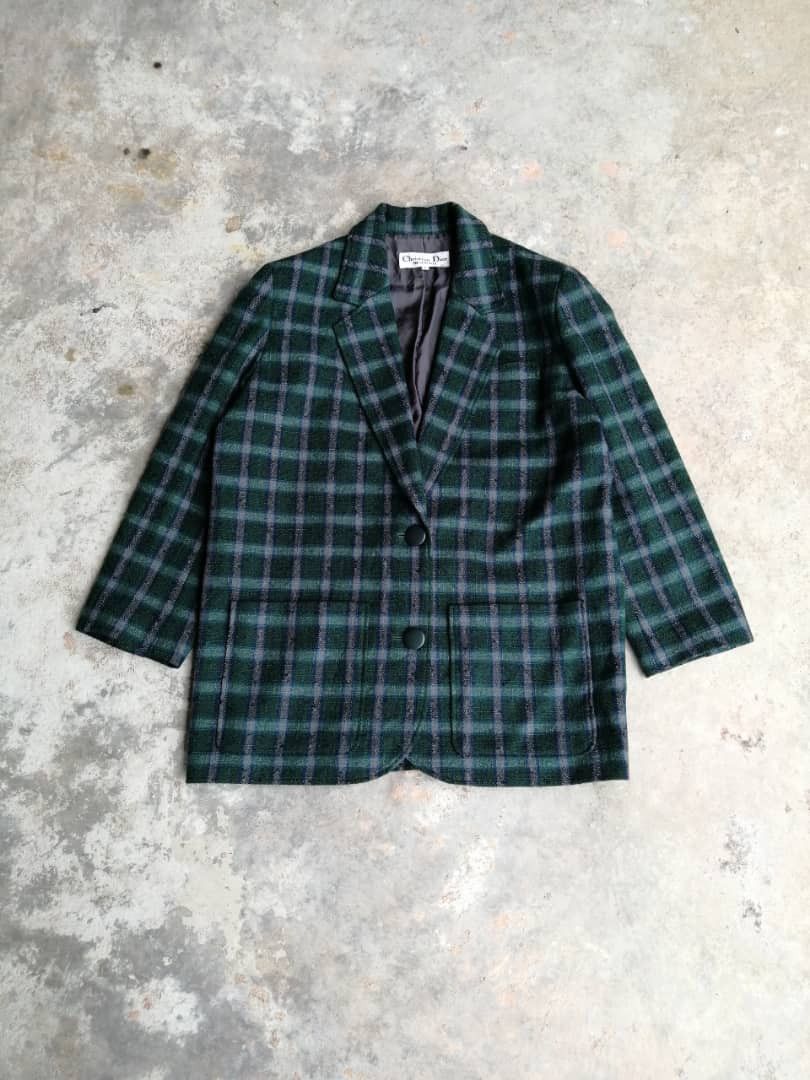 Christian Dior Monsieur Vintage Christian Dior Pret-A-Porter Checker Blazer Size L / US 10 / IT 46 - 2 Thumbnail