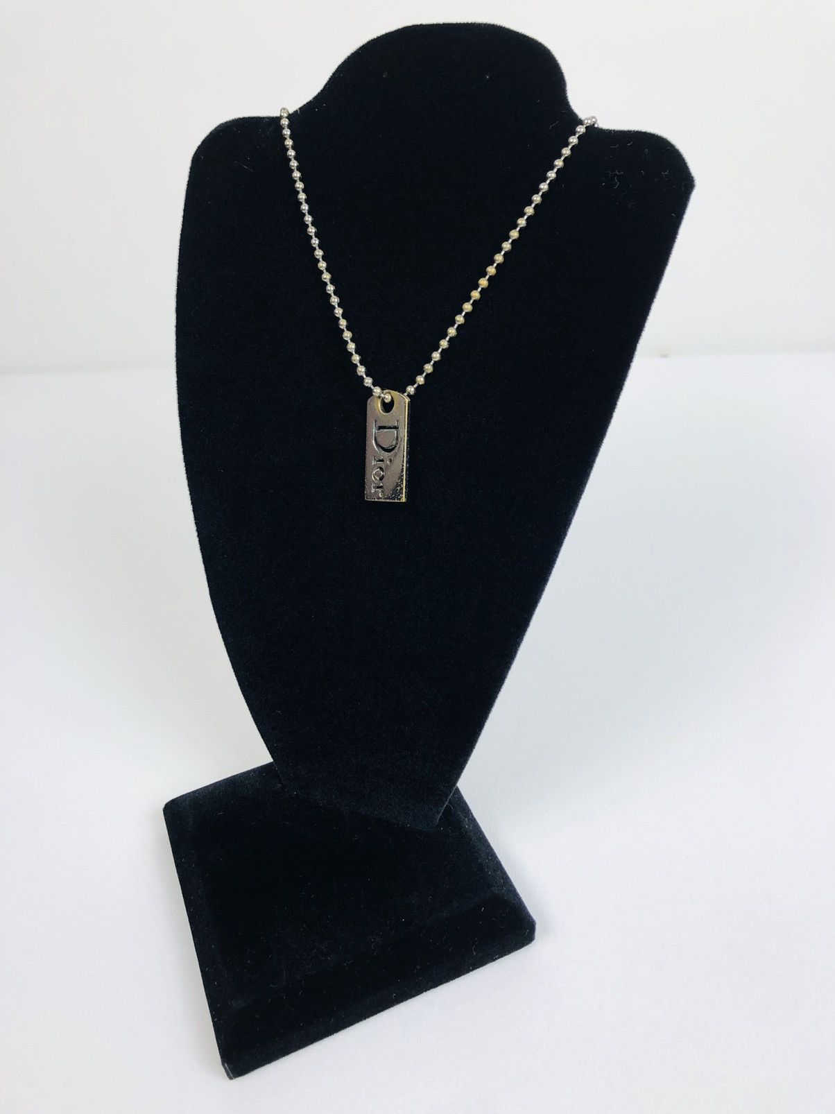 image of Dior Dog Tag Necklace in Silver, Men's