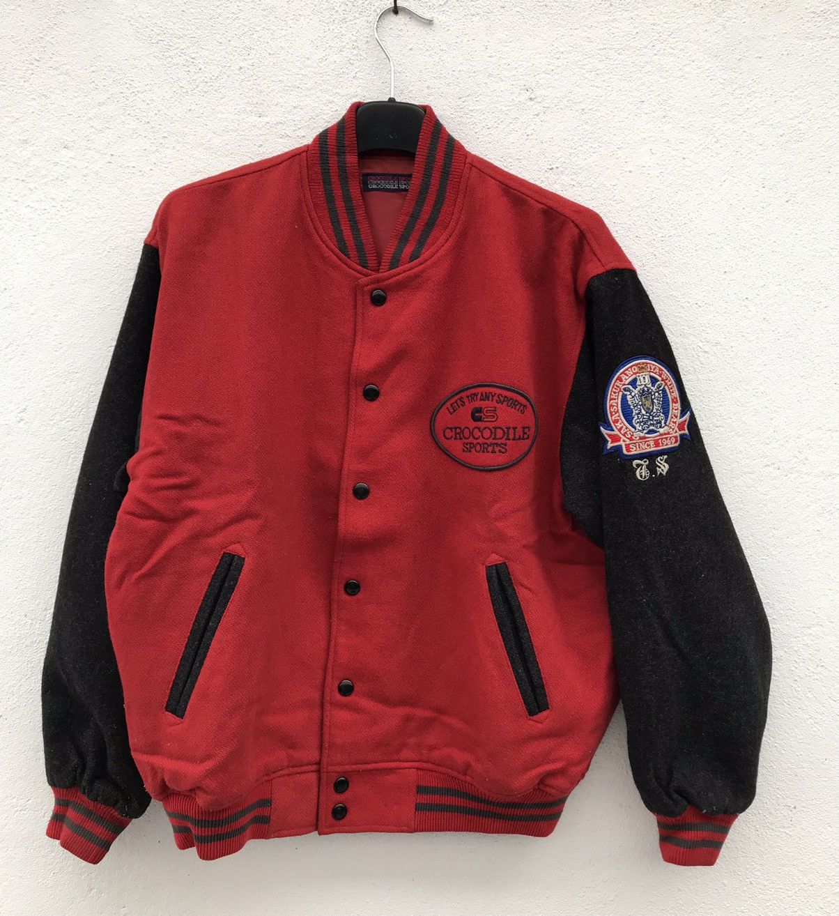 Japanese Brand Crocodile Sports White Bear wool Varsity Jackets Size US L / EU 52-54 / 3 - 3 Thumbnail