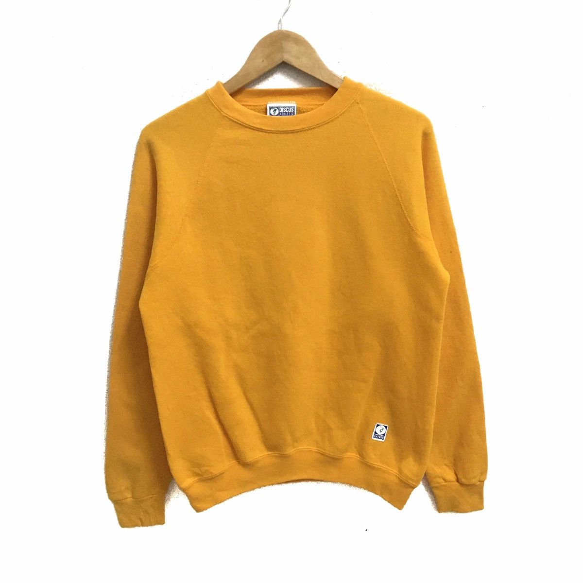 image of Made In USA x Vintage Discuss Plain Design Sweatshirts Pullover Jumper in Yellow, Men's (Size Small