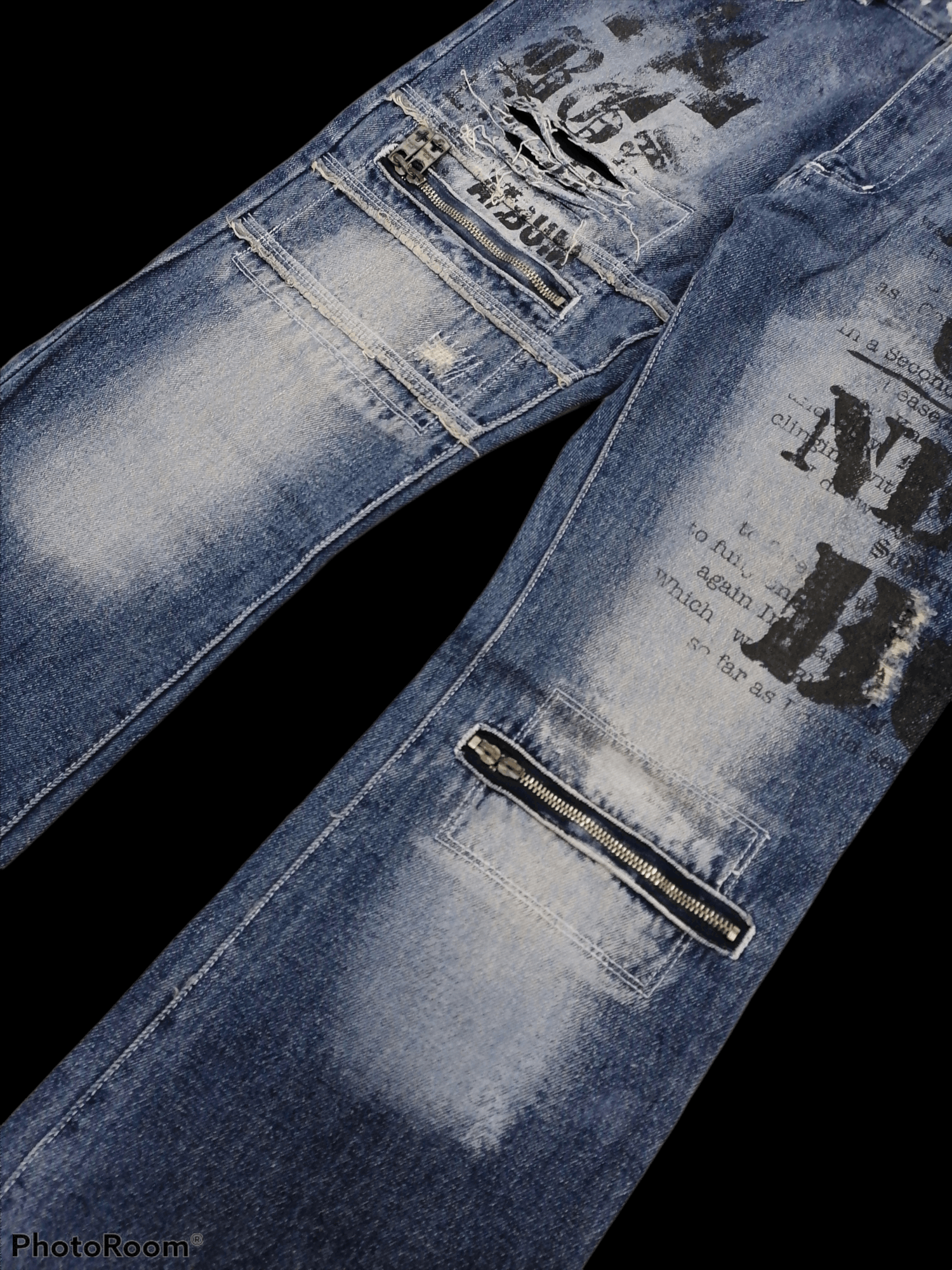 Japanese Brand Super Sick⚡Bernings-Sho Sedi Distressed Denim Flare Pants Size US 29 - 2 Thumbnail
