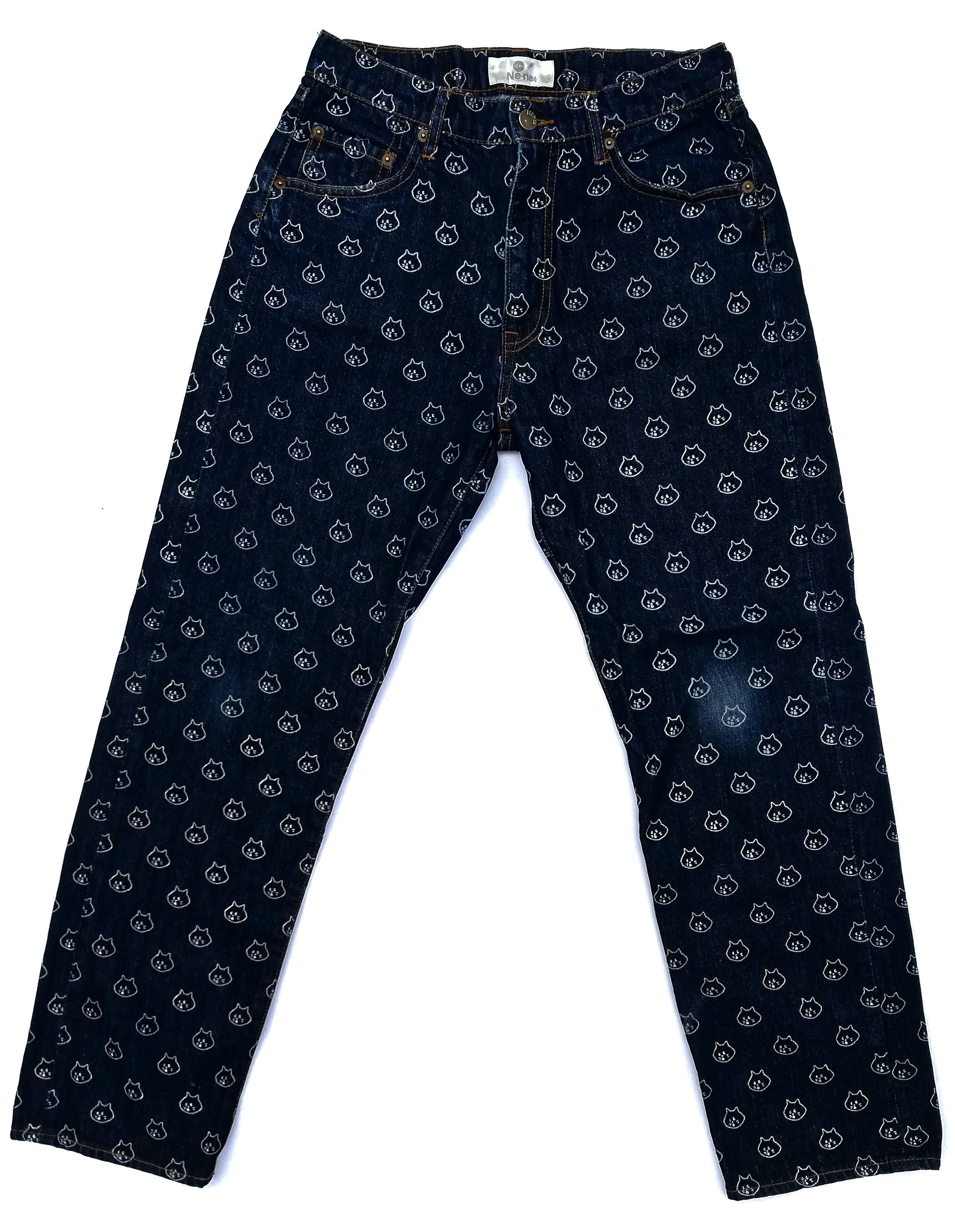 Issey Miyake 🔥Ne-Net By Ex Designer Issey Miyake Cat Print Denim Jeans Size US 31 - 1 Thumbnail