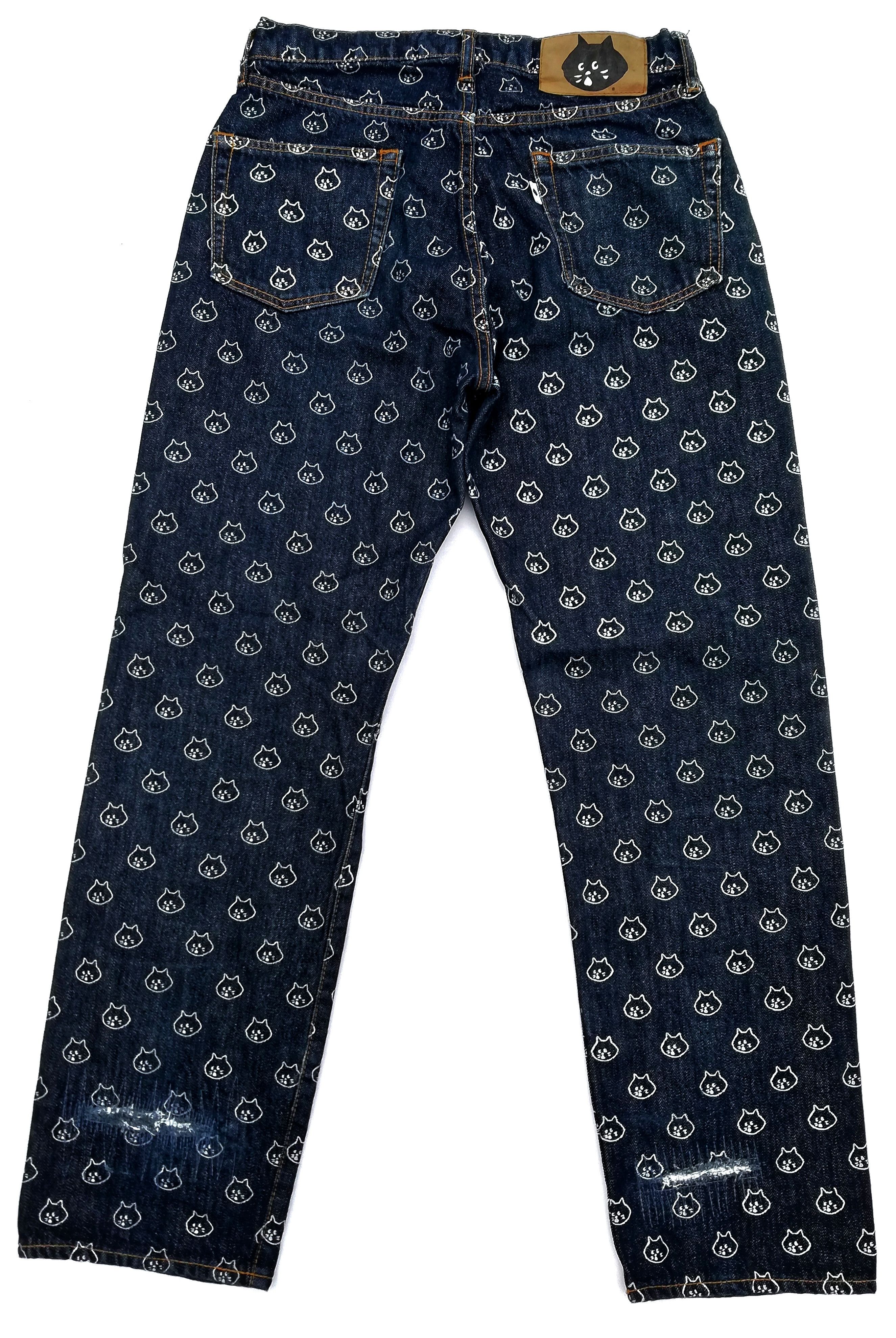 Issey Miyake 🔥Ne-Net By Ex Designer Issey Miyake Cat Print Denim Jeans Size US 31 - 11 Thumbnail