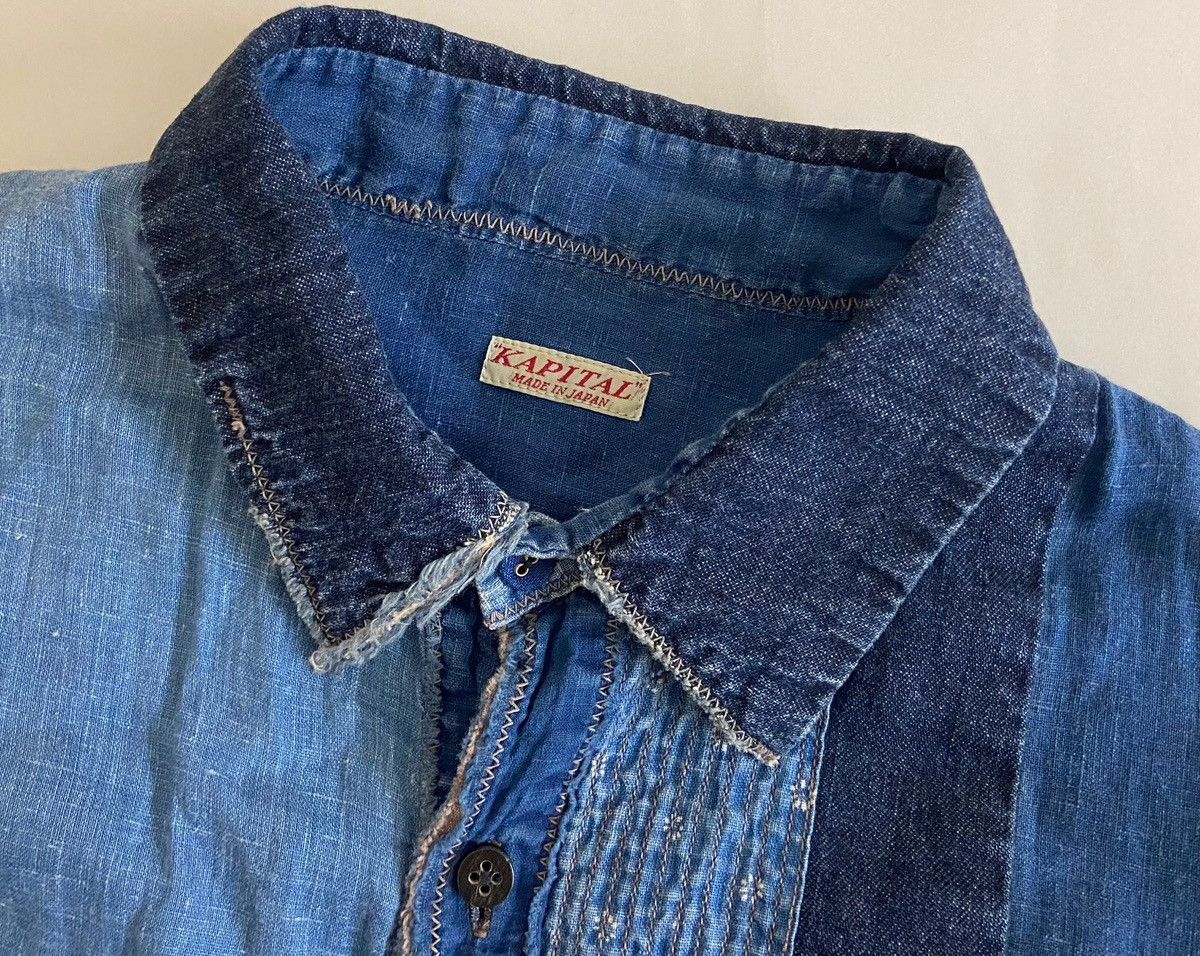 Kapital KAPITAL linen × cotton weathering patchwork shirt Size US M / EU 48-50 / 2 - 9 Thumbnail