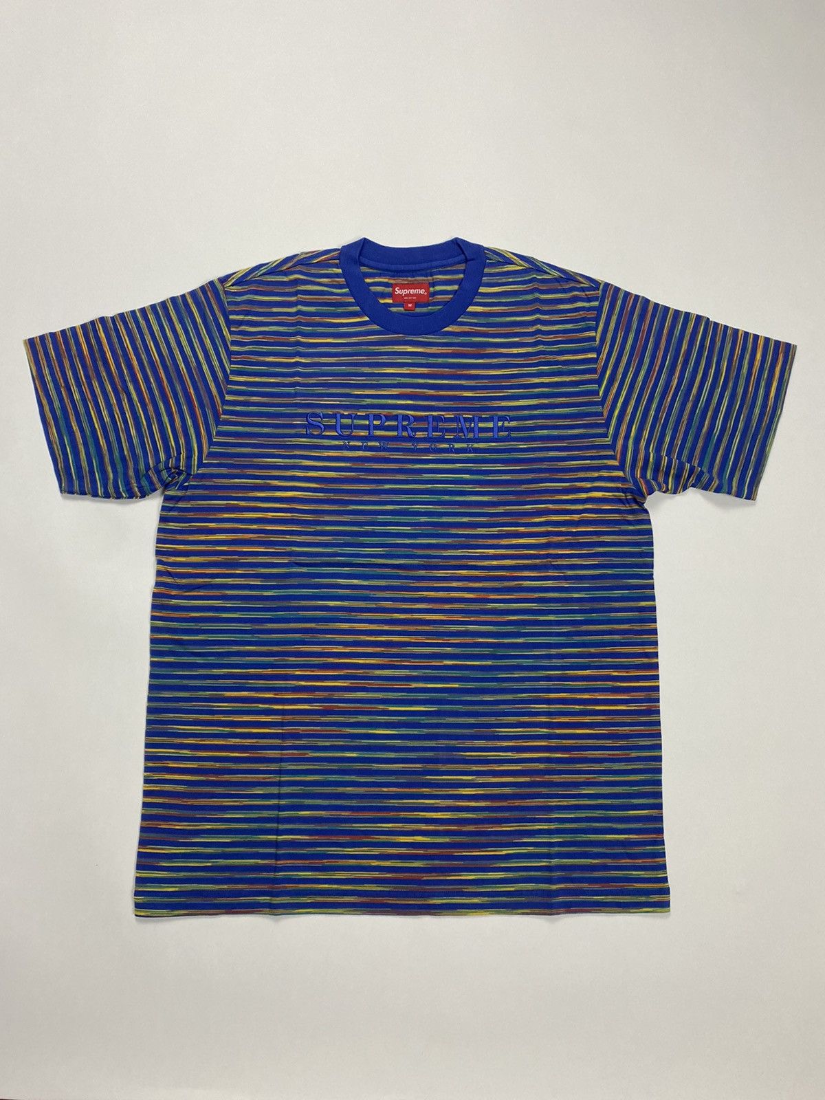Supreme Supreme Static Rainbow Embroidered Tee Shirt Blue Medium Size US M / EU 48-50 / 2 - 2 Thumbnail