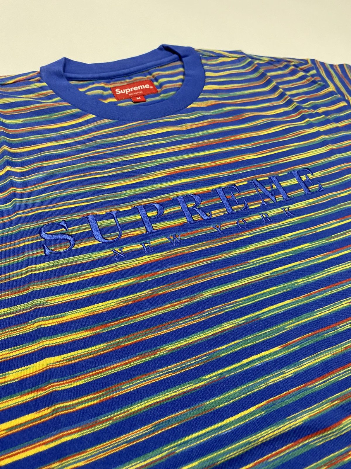 Supreme Supreme Static Rainbow Embroidered Tee Shirt Blue Medium Size US M / EU 48-50 / 2 - 1 Thumbnail