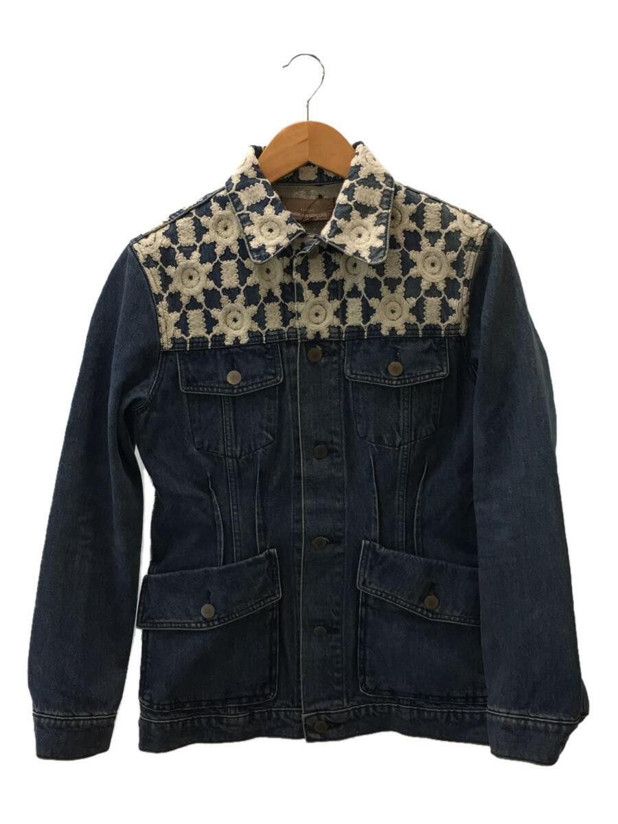 image of Comme Des Garcons Ad2001 Flower Stitch Denim Jacket in Indigo, Men's (Size Small)