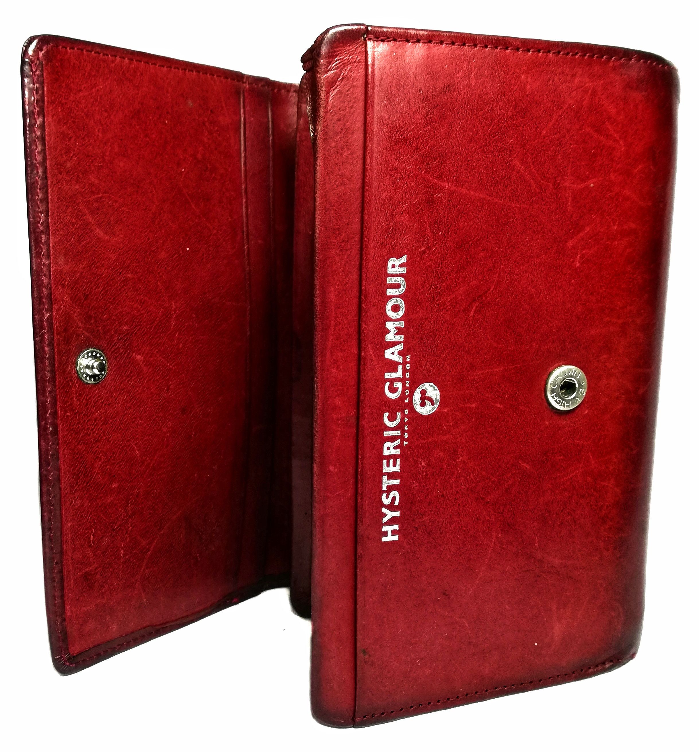 Genuine Leather × Hysteric Glamour × Japanese Brand 🔥Japanese HG Tokyo London Dark Red Leather Wallet🔥 Size ONE SIZE - 4 Thumbnail