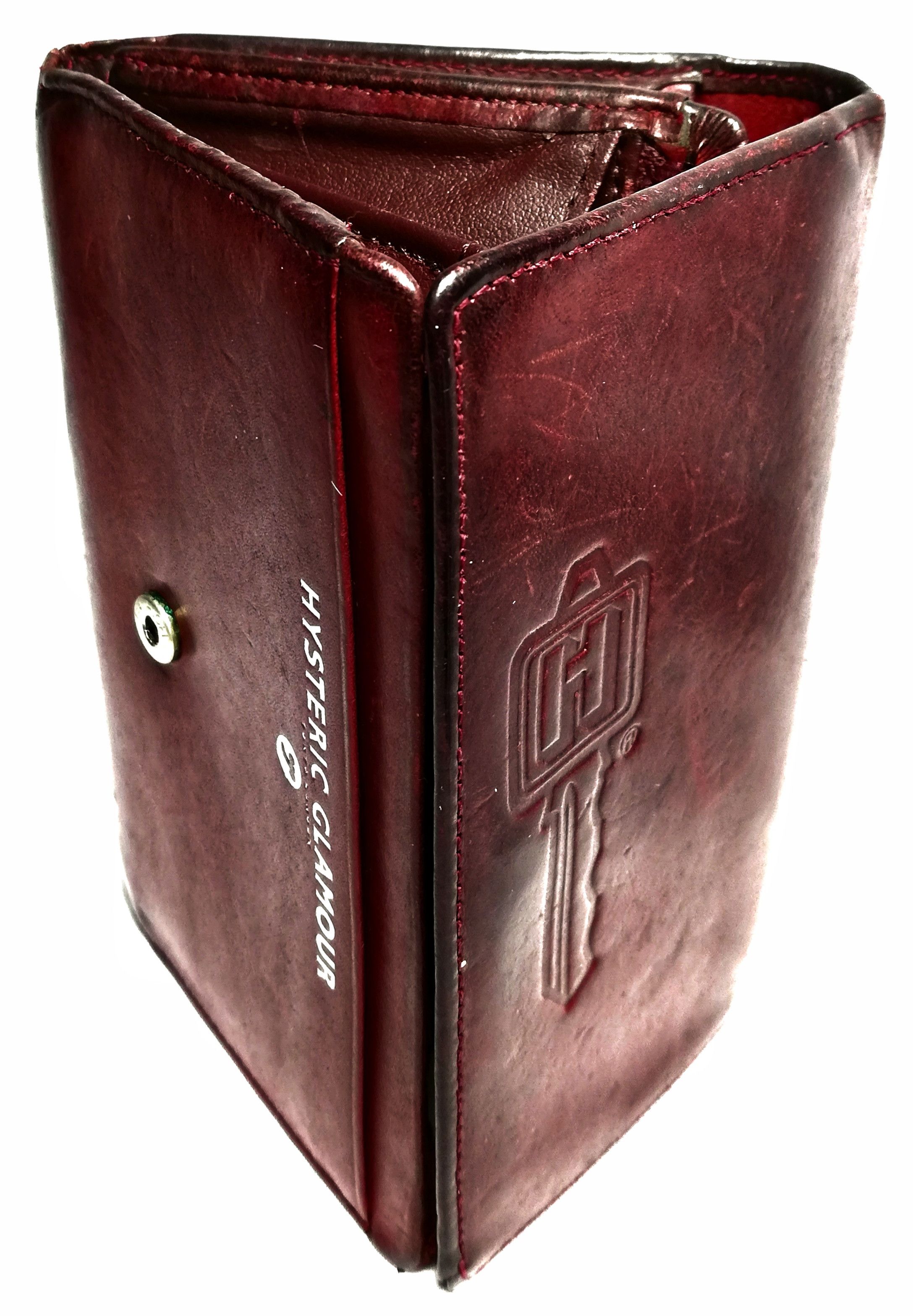 Genuine Leather × Hysteric Glamour × Japanese Brand 🔥Japanese HG Tokyo London Dark Red Leather Wallet🔥 Size ONE SIZE - 19 Thumbnail