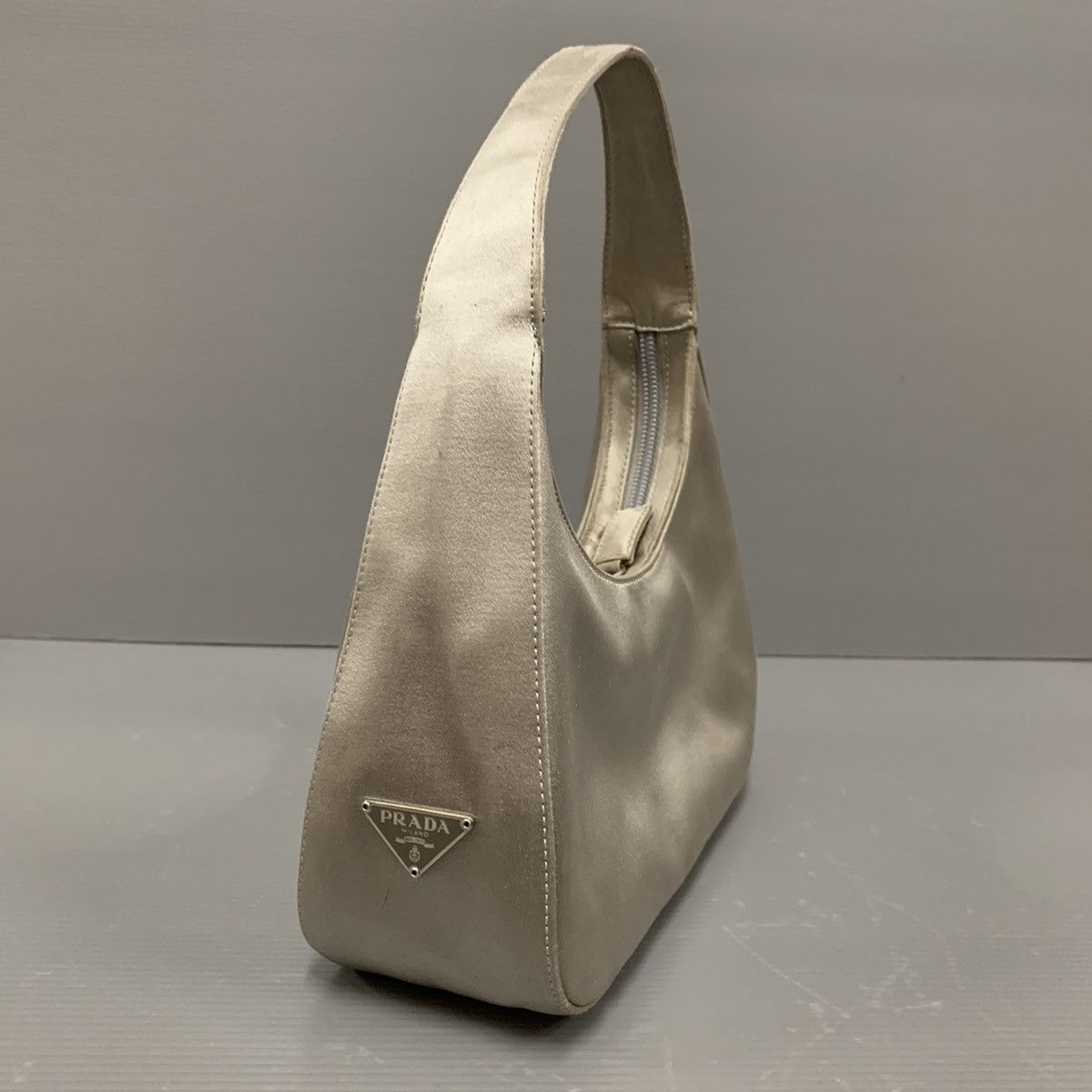 Prada Prada Satin Silk Silver Pochette Dinner Bag Size ONE SIZE - 6 Thumbnail