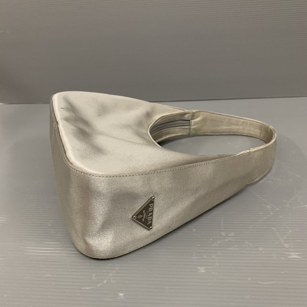 Prada Prada Satin Silk Silver Pochette Dinner Bag Size ONE SIZE - 10 Thumbnail