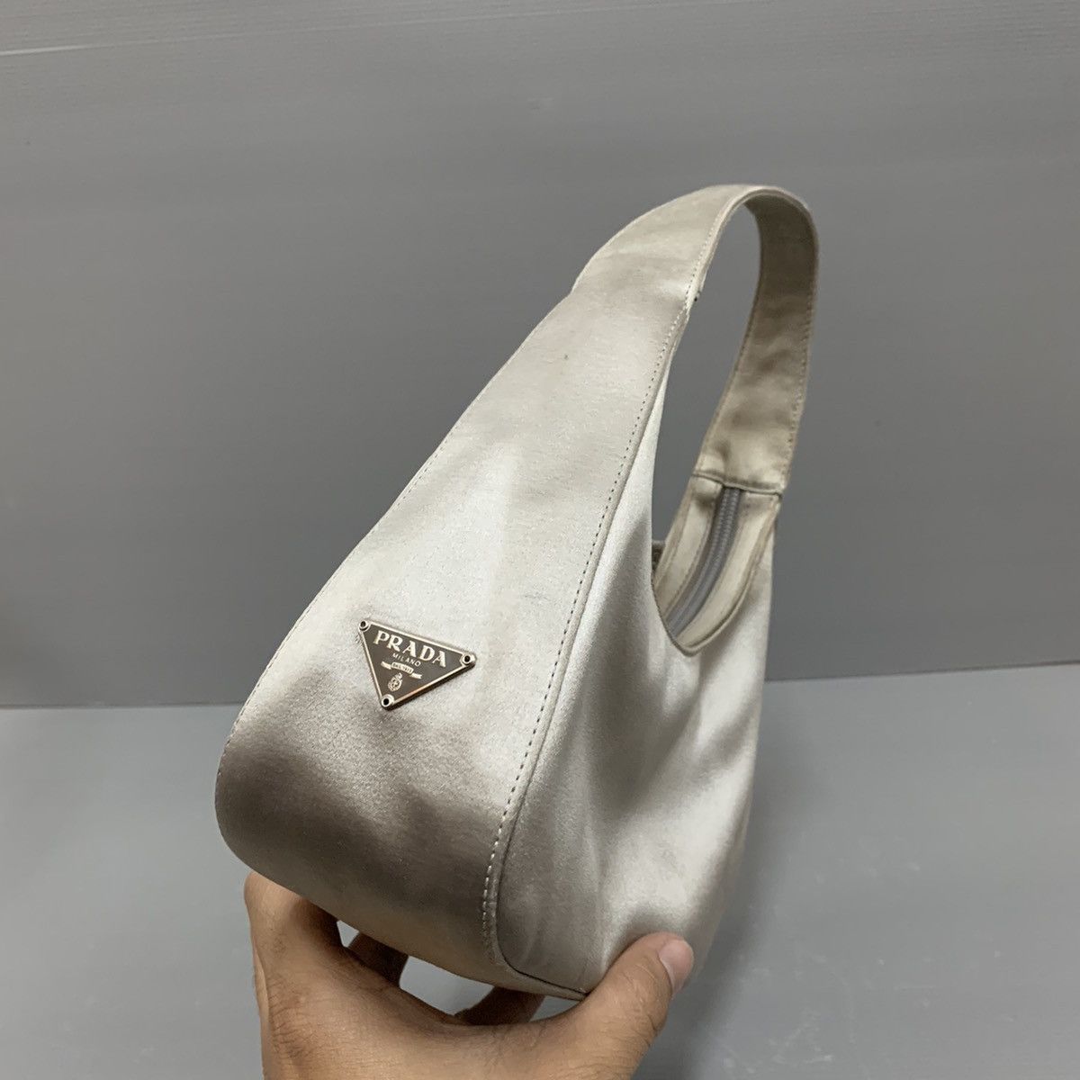 Prada Prada Satin Silk Silver Pochette Dinner Bag Size ONE SIZE - 5 Thumbnail