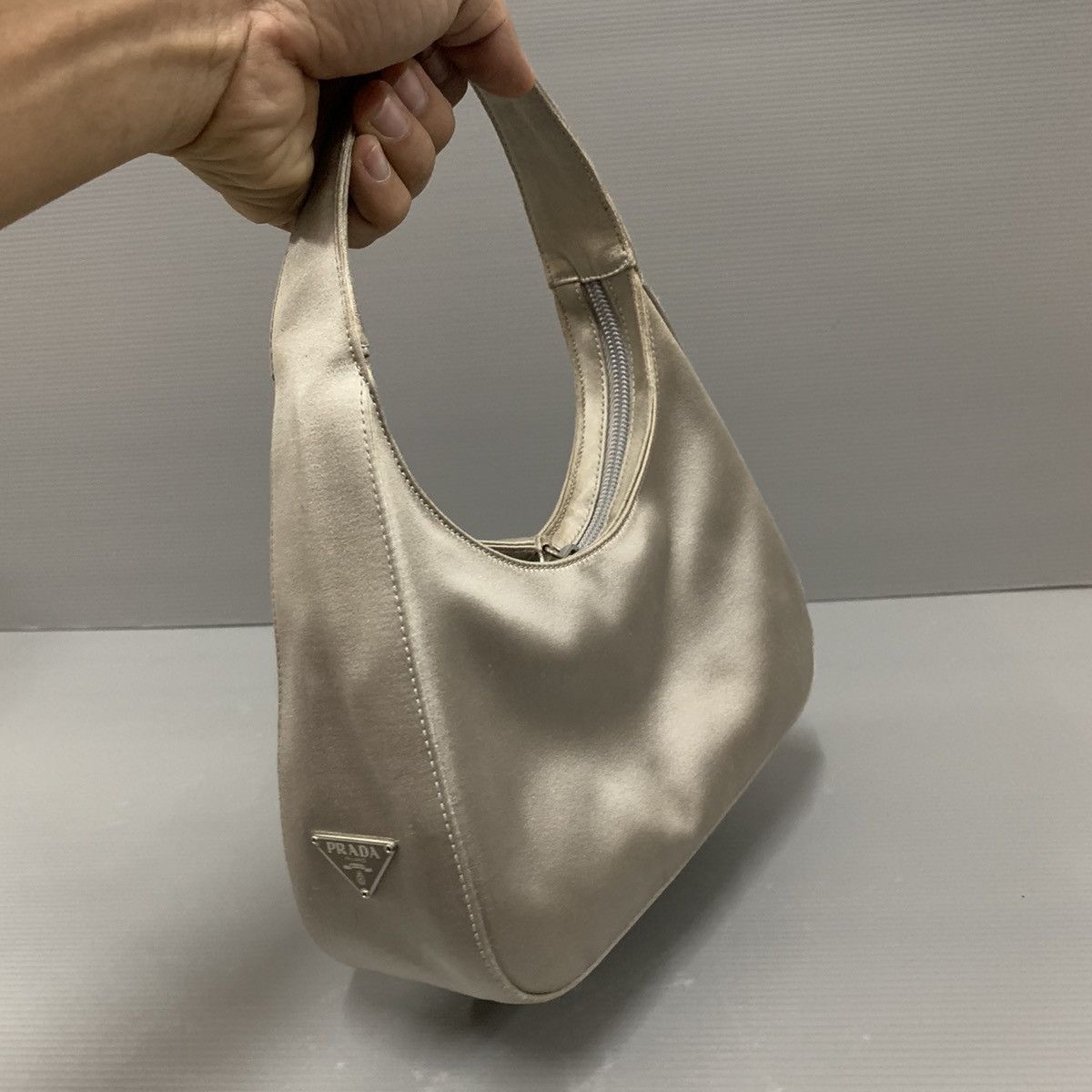 Prada Prada Satin Silk Silver Pochette Dinner Bag Size ONE SIZE - 3 Thumbnail