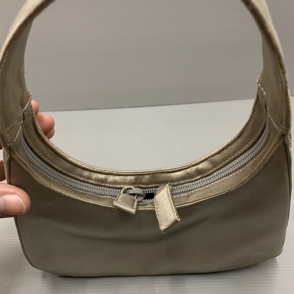 Prada Prada Satin Silk Silver Pochette Dinner Bag Size ONE SIZE - 13 Thumbnail