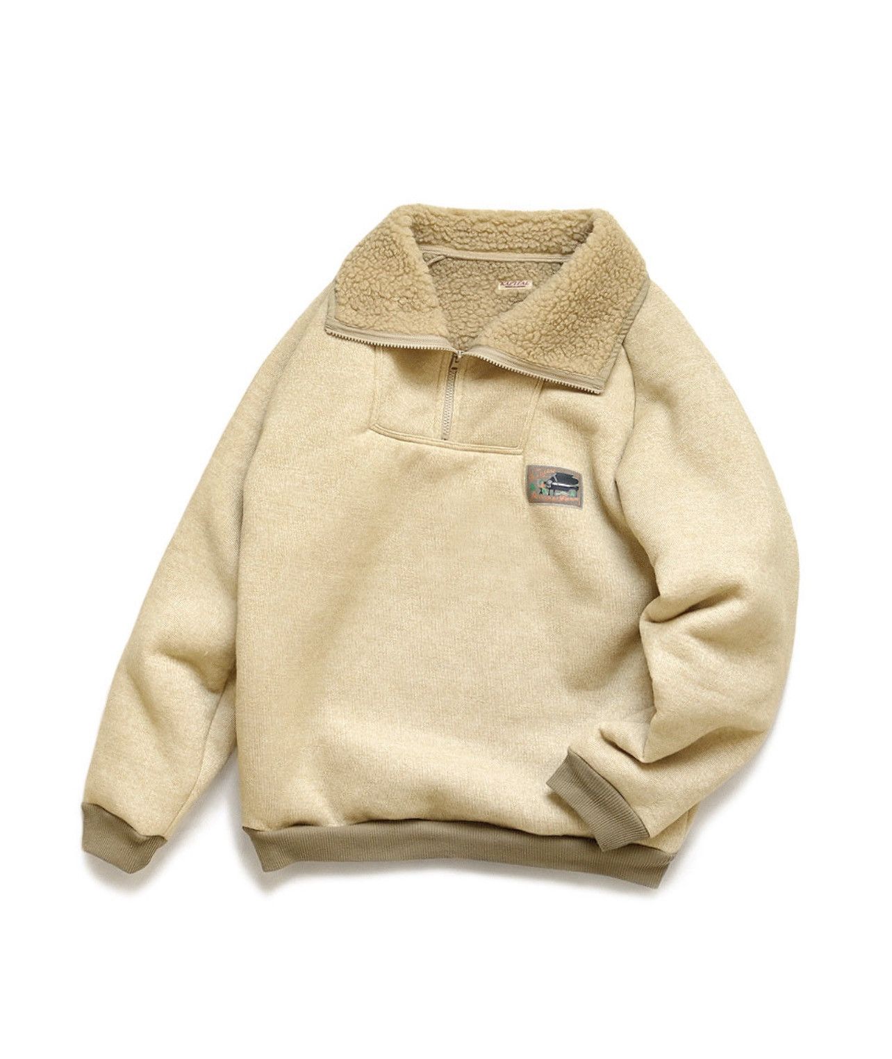 image of Kapital Boa Fleece Zip Alpine Pullover Size 4 in Cream, Men's