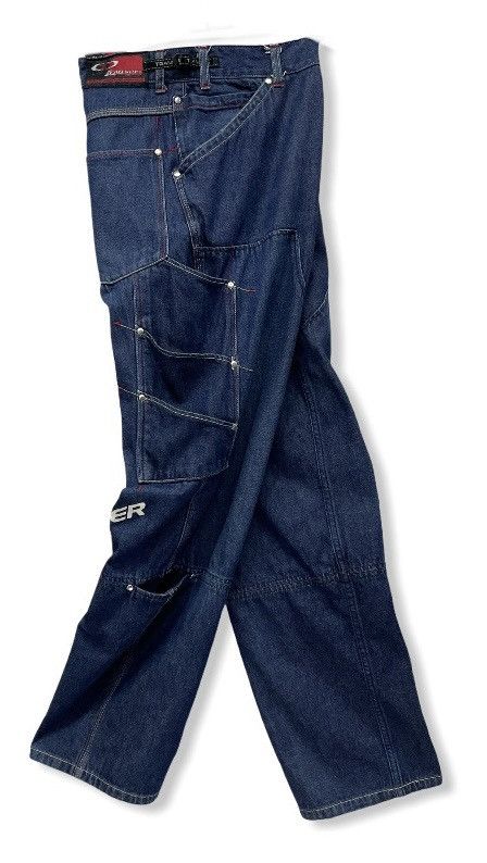 Japanese Brand DOPE STREETWEAR! TRANSER Vtg Double Knee Baggy Denim Size US 28 / EU 44 - 2 Thumbnail