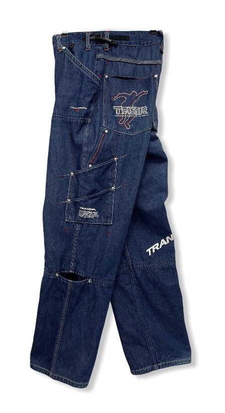 Japanese Brand DOPE STREETWEAR! TRANSER Vtg Double Knee Baggy Denim Size US 28 / EU 44 - 1 Thumbnail