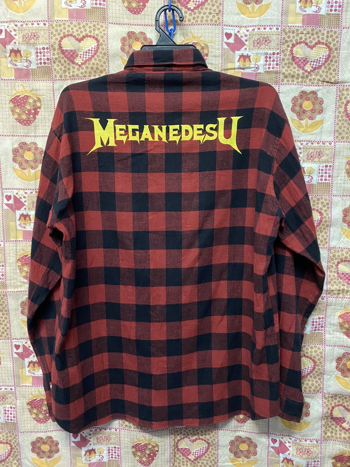 🔥Meganedesu Punk Drunkers Embroidery Pocket Flannel Shirt