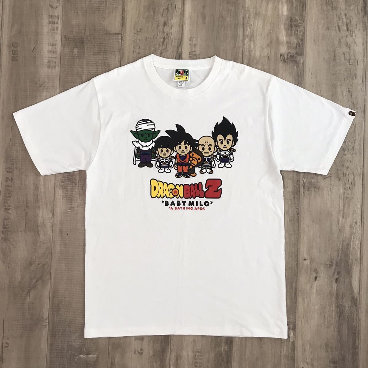 image of Bape × Dragon Ball Z Goku Milo T-Shirt in White, Men's (Size Medium)