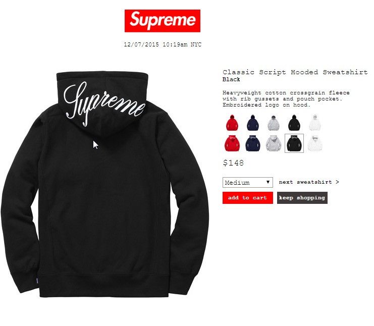 Supreme Classic Script Hooded Sweatshirt