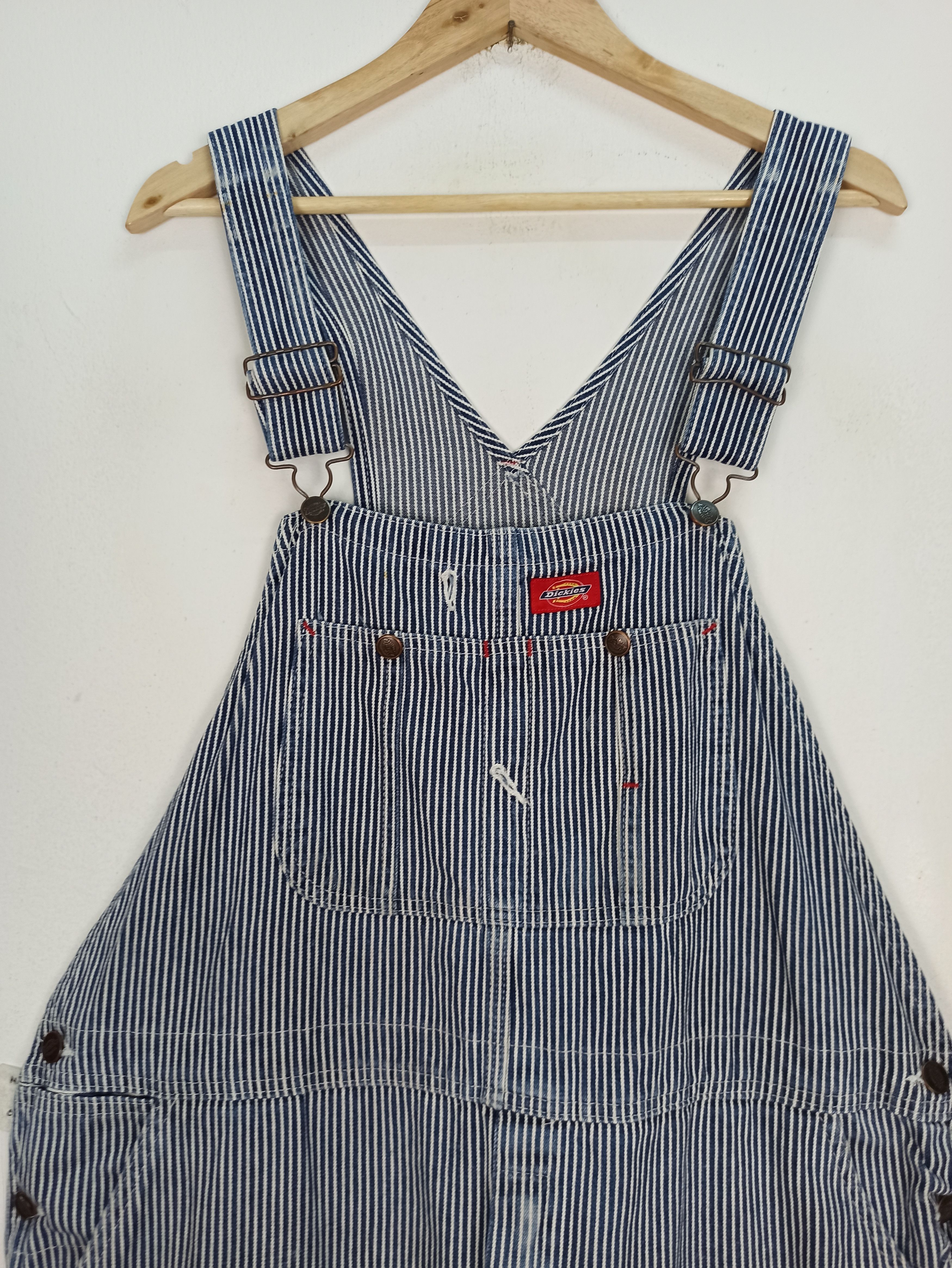 Dickies 🔥Vintage🔥 Dickies Bib Overalls Hickory Stripe OverSize Size US 44 / EU 60 - 2 Thumbnail