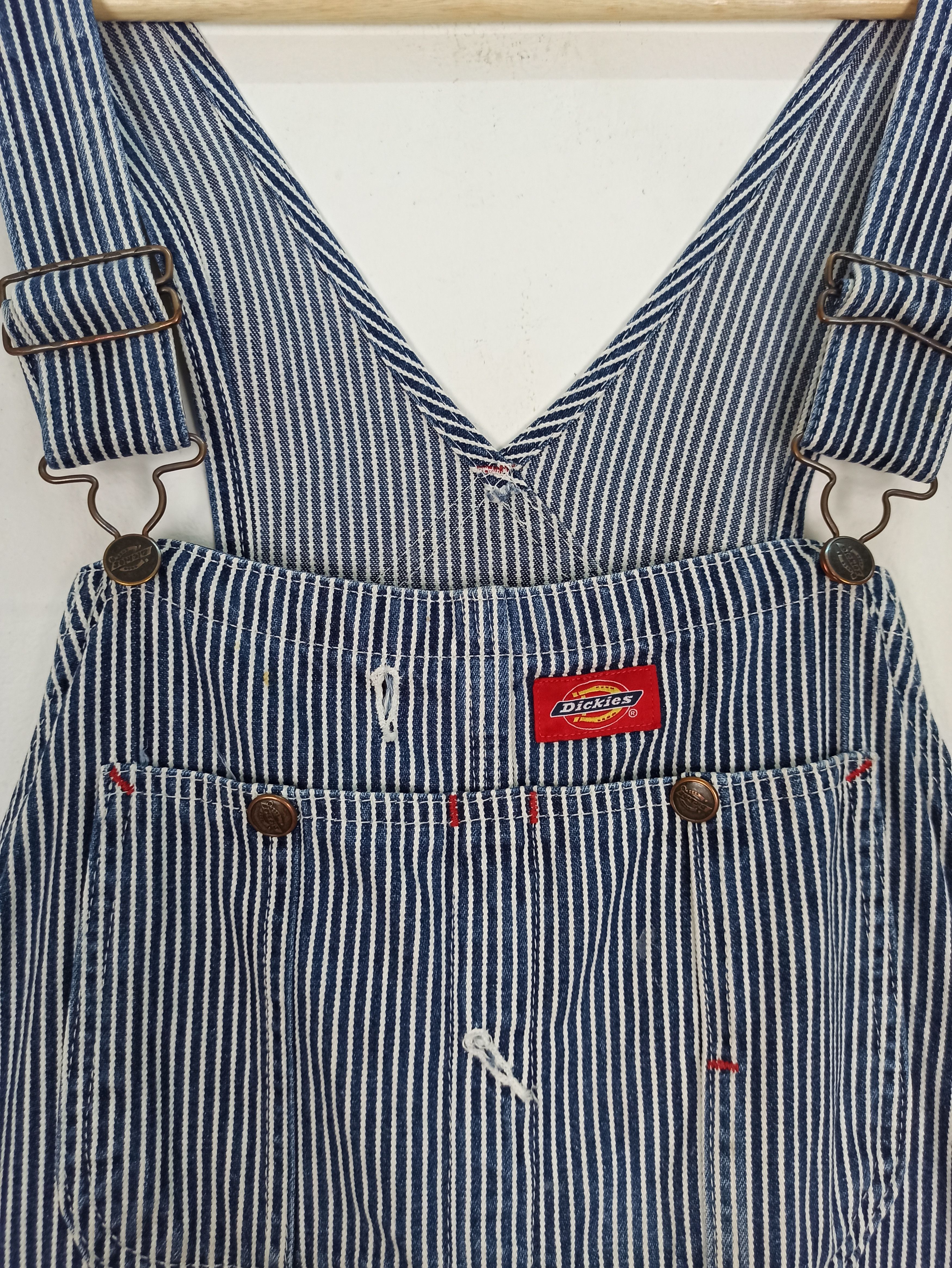 Dickies 🔥Vintage🔥 Dickies Bib Overalls Hickory Stripe OverSize Size US 44 / EU 60 - 4 Thumbnail