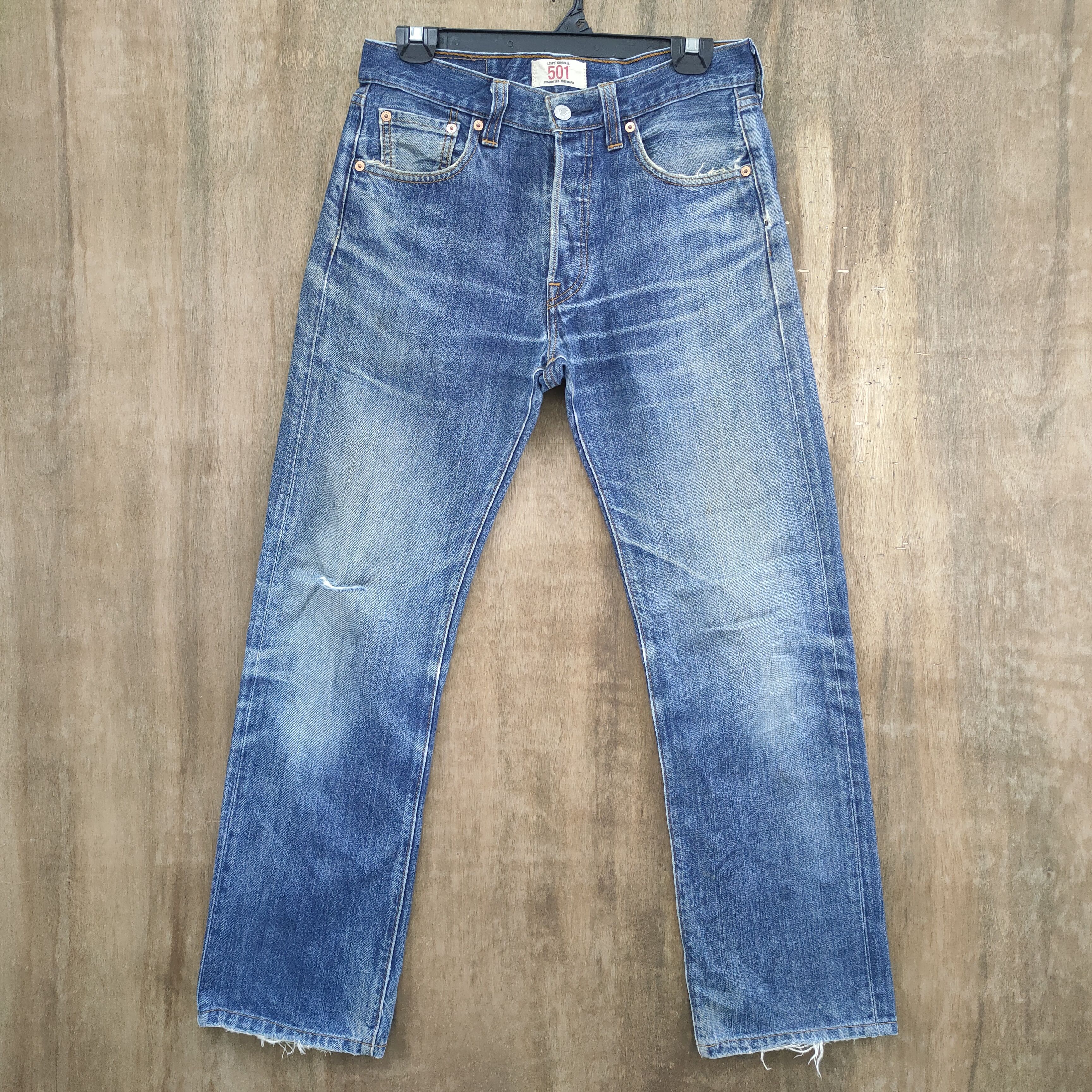 image of Distressed Denim x Levis Vintage Clothing Levi's Distressed Knee/ Faded Denim Jeans Pants in Blue (