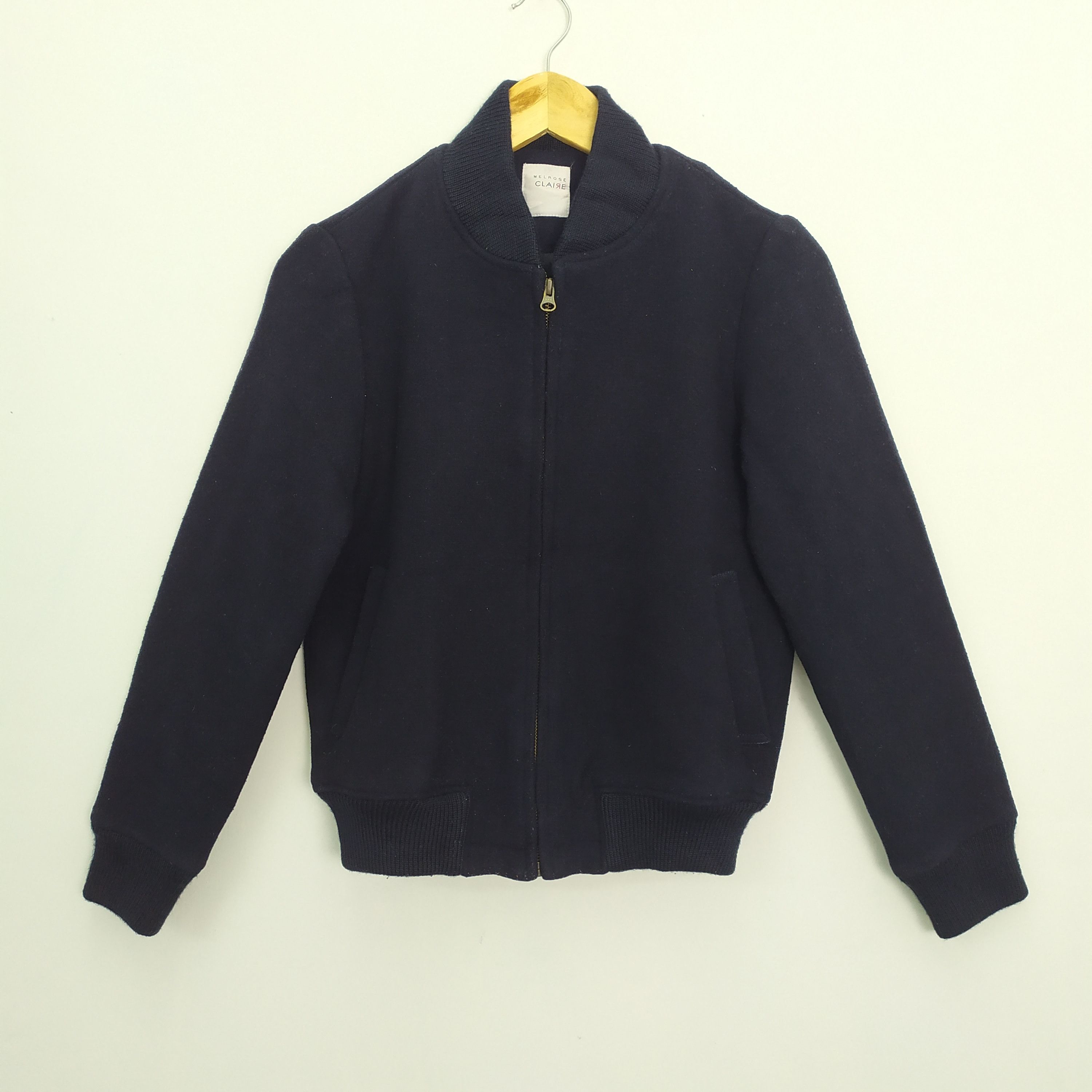 Melrose MELROSE BLACK BLANK WOOL VARSITY JACKET Size US M / EU 48-50 / 2 - 1 Thumbnail