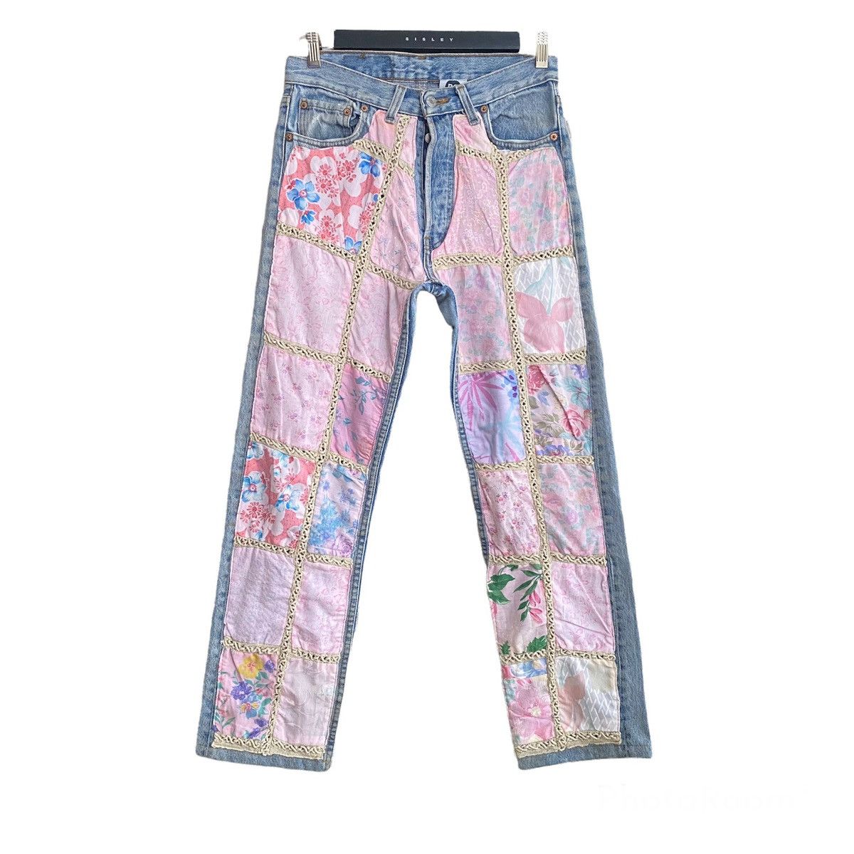 Levi's Vintage 90s ReMade Levis 501 Patchwork Floral Jeans 28x28 Size US 28 / EU 44 - 1 Thumbnail