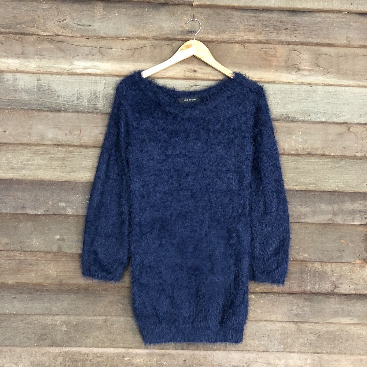 City Streets DL Spiral Girl Blue Mohair shaggy fur Long Knitwear #c1094 Size M / US 6-8 / IT 42-44 - 3 Thumbnail